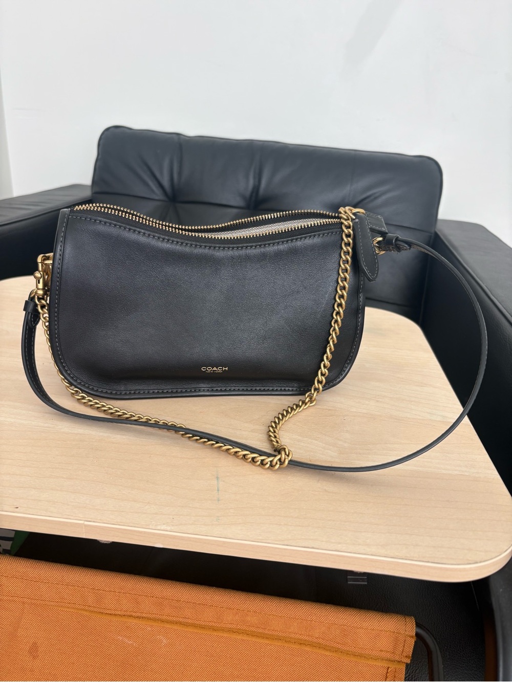 Coach Waverly Black Leather Shoulder Bag - Picture 3 of 6